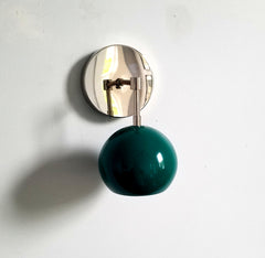 emerald green and chrome wall sconce bathroom lighting eyeball shade globe