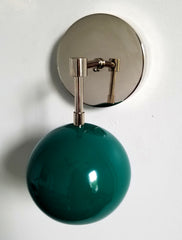 emerald green and chrome wall sconce bathroom lighting eyeball shade globe