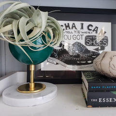 mermaid green brass and marble raised planter by sazerac stitches