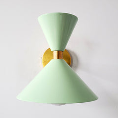 Mint  & brass modern mid century modern cone sconce