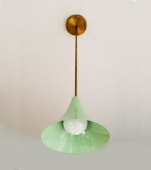 Mint and brass cone pendant shade kitchen island lighting midcentury modern inspired