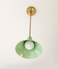 Mint and brass cone pendant shade kitchen island lighting midcentury modern inspired