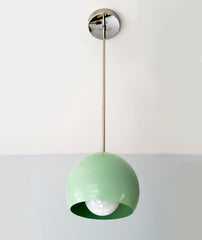 Chrome and vintage mint pendant lighting midcentury modern globe pendant kitchen pendants