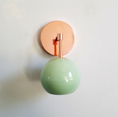 copper and mint single wall sconce lighting mid century modern nursery decor wall light