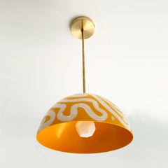 Mustard & white hand painted pendant by Sazerac Sttiches