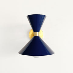 Navy & Brass mid century modern wall sconce by Sazerac Stitches