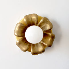 Brass flower sconce or flushmount ceiling fixture front view