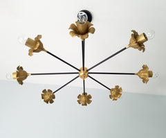 black and brass floral chandelier art decor modern lighting
