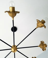 botanical black and brass floral chandelier art decor modern lighting