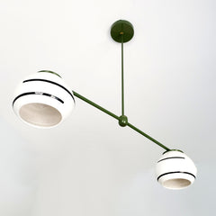 Olive green boho chandelier with porcelain shades