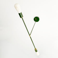 Olive Green & Brass modern chandelier with two sockets