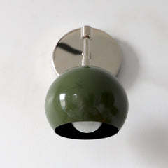 Chrome and olive globe shade sconce light