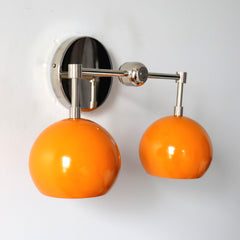 mid century modern orange peel and chrome two light wall