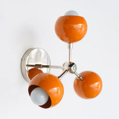 Orange and Chrome mid century modern style sconce or flushmount ceiling light