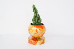 Fire inspired flame, orange, and champagne marbled planter