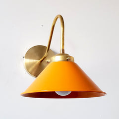 Orange & Brass Modern cone wall sconce