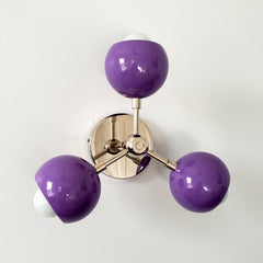 Orchid purple and chrome midcentury modern inspired globe lighting fixture childrens decor