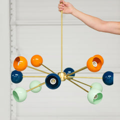 Orange Peel, Mint, & Lagoon Mid Century modern modern sputnik style chandelier