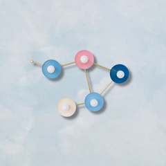 pastel pink, blue and cream Libra constellation lighting on cloud wallpaper