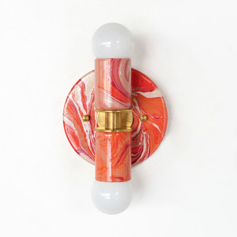 Peach & Red Marbled Small Thalia Sconce