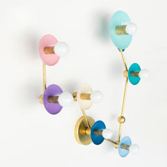 Pisces colored wall sconce or flushmount ceiling light in the shape of the Pisces constellation.  Astrology based lighting