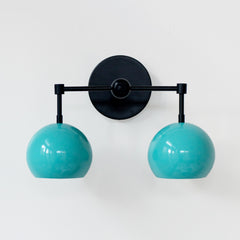 Tiffany Blue and black two light wall sconce mid century modern lighting