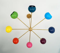 rainbow colorful mid century retro chandelier brass chrome