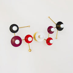 red, maroon, black, & Brass Scorpio star constellation astrology ceiling flushmount light fixture or oversized wall sconce