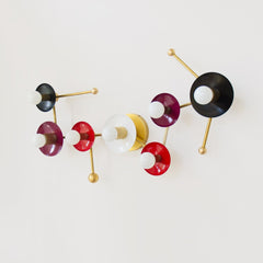 red, maroon, black, & Brass Scorpio star constellation astrology ceiling flushmount light fixture or oversized wall sconce