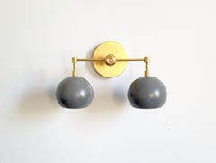 Slate Grey and Brass Double Loa Wall Sconce lighting