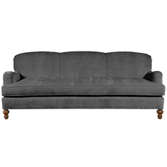 Charcoal Grey english roll arm traditional styled velvet sofa in luxurious velvet fabric