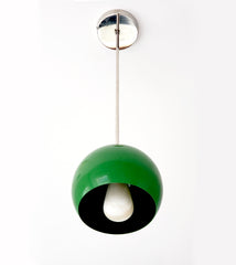 Green Globe Chrome hardware kitchen pendant lighting midcentury modern inspired