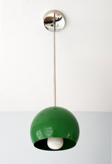 Green Globe Chrome hardware kitchen pendant lighting midcentury modern inspired