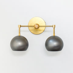 Steel & Brass two light mid century modern wall sconce