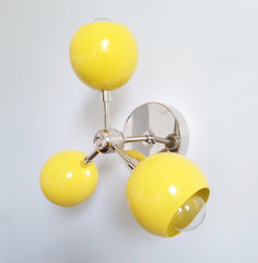 Chrome and yellow wall sconce flushmount ceiling light mid century modern pop art light fixture