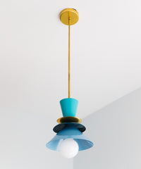 Teal jetsons style pendant light fixture
