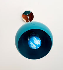 Chrome and teal modern globe kitchen pendant lighting