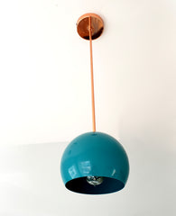 Teal and Copper midcentury modern inspired large globe kitchen pendant lighting