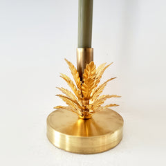 brass botanical inspired taper candle holder by Sazerac Stitches