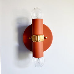 Terra Cotta & Brass two light wall sconce