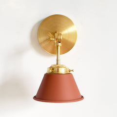 Terra Cotta and Brass Adjustable cone wall sconce colorful lighting boho decor