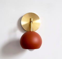 terra cotta and brass single eyeball shade wall sconce modern lighting