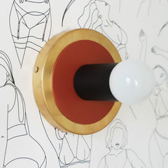 Neutral black brown and brass wall sconce or flushmount ceiling light