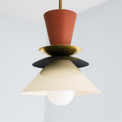 Neutral space style pendant with terra cotta, black, and cream accents