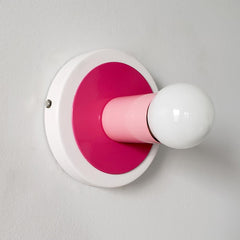 midcentury art inspired multicolored pink wall sconce of flush mount ceiling light fixture by Sazerac Stitches