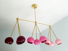 pink ombre modern chandelier for dining room playroom decor or nursery decor stilnovo italian midcentury inspired pink ombre and raw brass hardware details