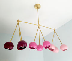 pink ombre modern chandelier for dining room playroom decor or nursery decor stilnovo italian midcentury inspired pink ombre and raw brass hardware details