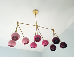 pink ombre modern chandelier for dining room playroom decor or nursery decor stilnovo italian midcentury inspired pink ombre and raw brass hardware details