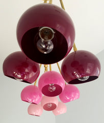 pink ombre modern chandelier for dining room playroom decor or nursery decor stilnovo italian midcentury inspired pink ombre and raw brass hardware details