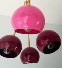 pink ombre modern chandelier for dining room playroom decor or nursery decor stilnovo italian midcentury inspired pink ombre and raw brass hardware details